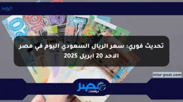 تحديث فوري: سعر الريال السعودي اليوم في مصر الأحد 20 إبريل 2025
